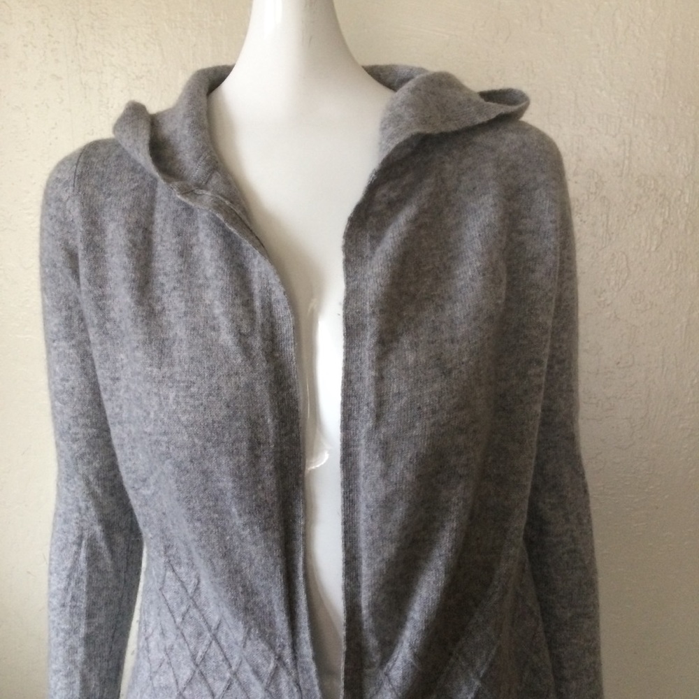 Cashmere open hoodie grey cardigan sweater sz s